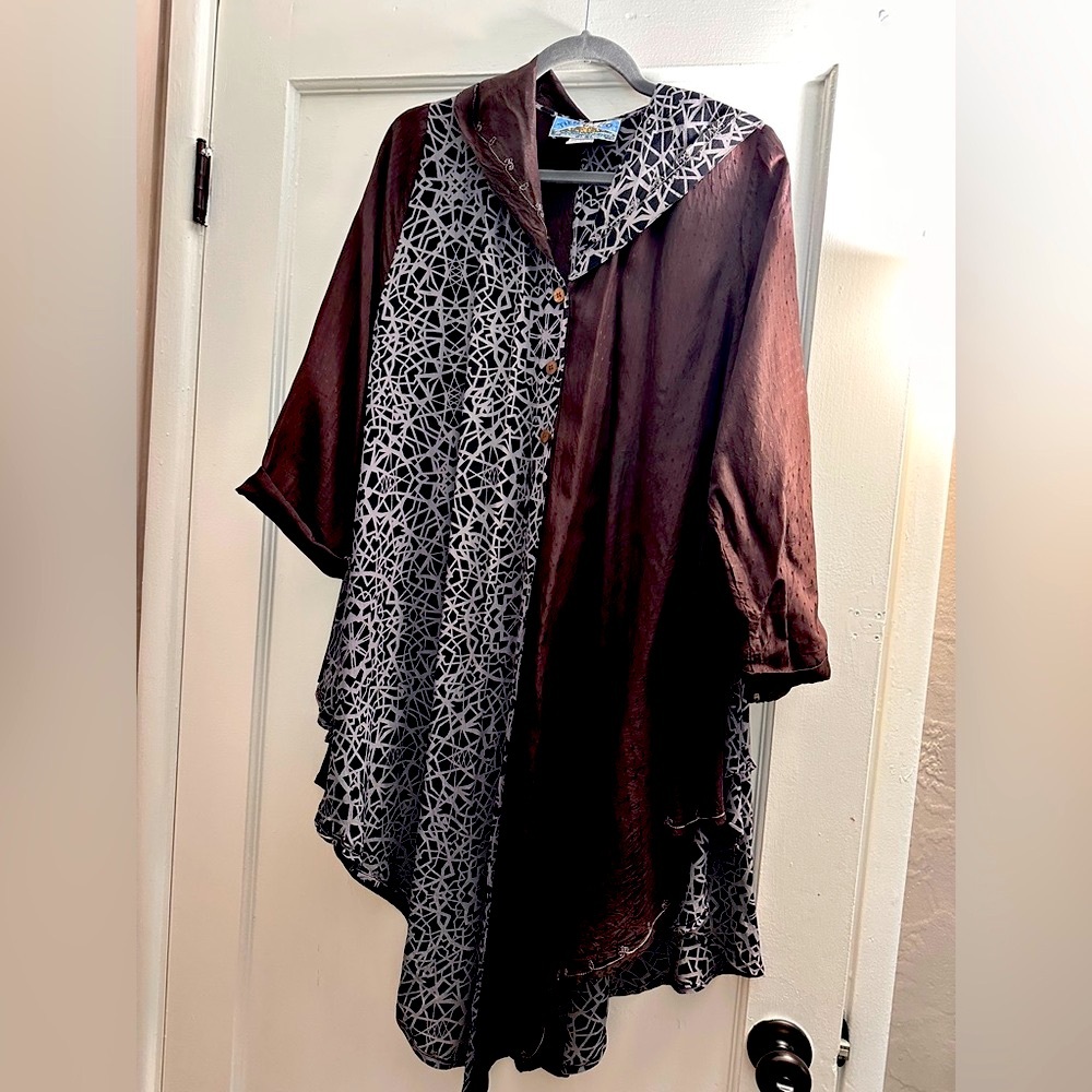 Elegant Brown and Gray ,Black Women's Cape/Shirt one size